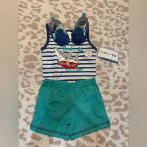 Cutie Pie Surf's Up Little Dude Outfit with Shoes Size 0-3 months NWT
